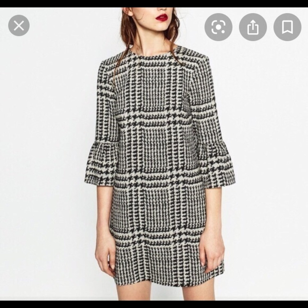 Zara Houndstooth Shift Dress